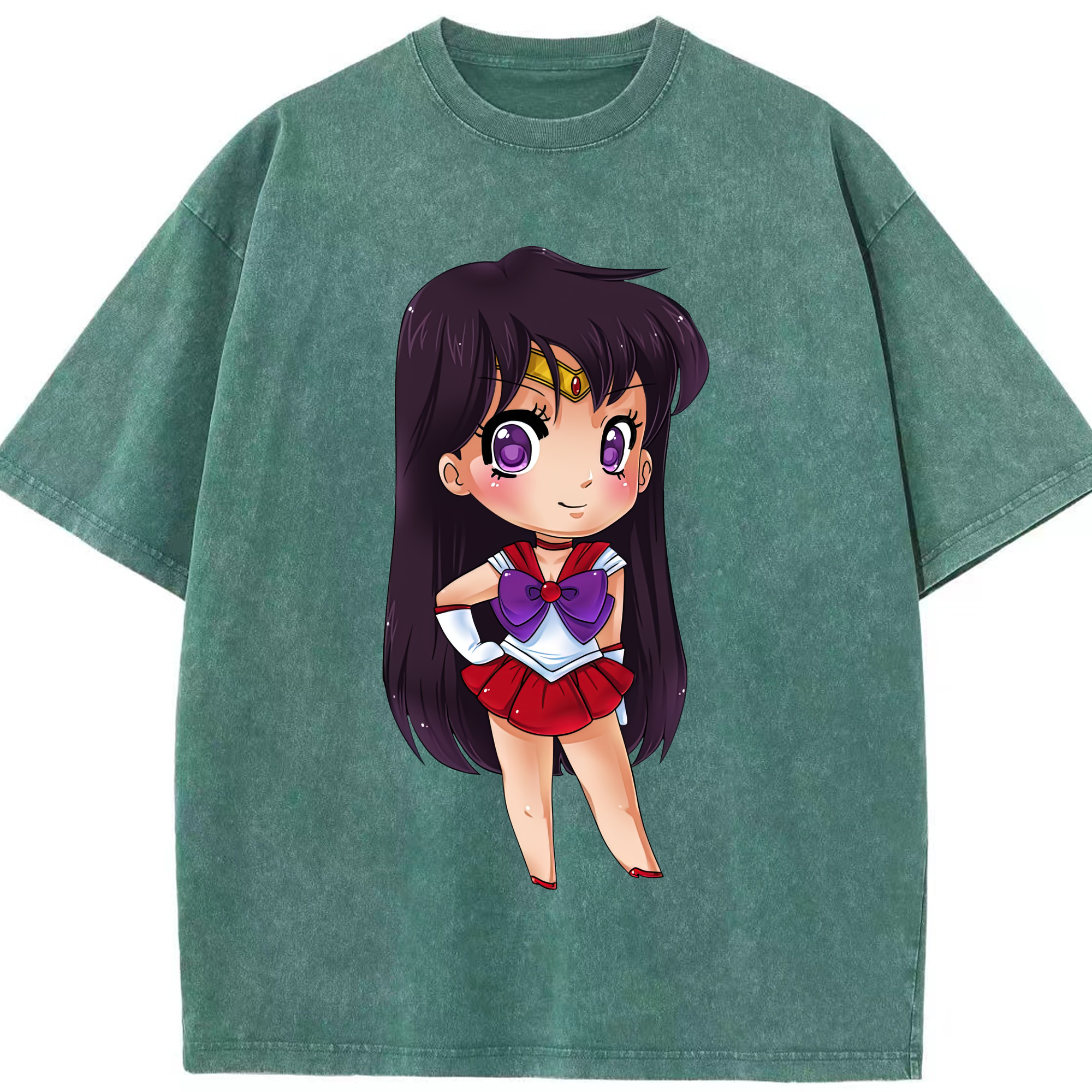 （画像用） 美少女戦士セーラームーン 火野レイ ひの レイ Sailor Moon Hino Rei （セーラーマーズ,Sailor Mars） 綿100% ヴィンテージ風 半袖Tシャツ（フロントプリント）
